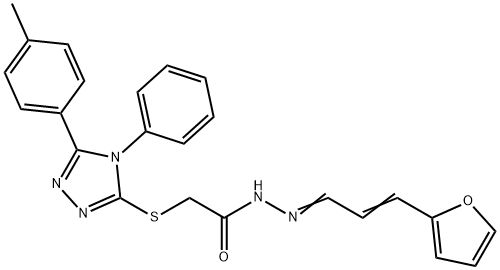 N'-[(1E,2E)-3-(furan-2-yl)prop-2-en-1-ylidene]-2-{[5-(4-methylphenyl)-4-phenyl-4H-1,2,4-triazol-3-yl]sulfanyl}acetohydrazide 结构式