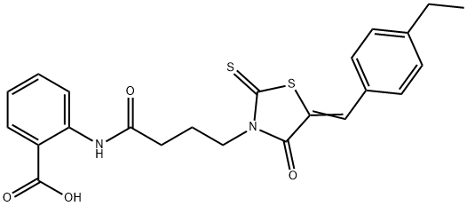 2-({4-[(5Z)-5-(4-ethylbenzylidene)-4-oxo-2-thioxo-1,3-thiazolidin-3-yl]butanoyl}amino)benzoic acid 结构式