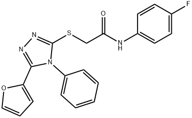 N-(4-氟苯基)-2-((5-(呋喃-2-基)-4-苯基-4H-1,2,4-三唑-3-基)硫基)乙酰胺 结构式