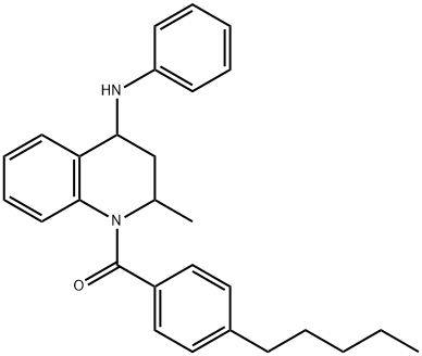 [2-methyl-4-(phenylamino)-3,4-dihydroquinolin-1(2H)-yl](4-pentylphenyl)methanone 结构式