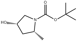 (2R, 4S)-4-羟基-2-甲基-吡咯烷-1-甲酸叔丁酯 结构式