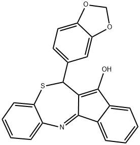 6-(1,3-benzodioxol-5-yl)-6H-benzo[b]indeno[1,2-e][1,4]thiazepin-5-ol 结构式