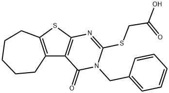 2-((3-benzyl-4-oxo-4,5,6,7,8,9-hexahydro-3H-cyclohepta[4,5]thieno[2,3-d]pyrimidin-2-yl)thio)acetic acid 结构式