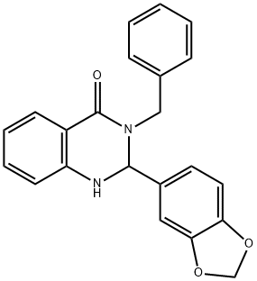 2-(1,3-benzodioxol-5-yl)-3-benzyl-2,3-dihydroquinazolin-4(1H)-one 结构式