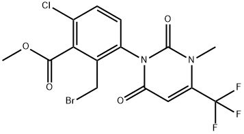 Methyl 2-(bromomethyl)-6-chloro-3-(3-methyl-2,6-dioxo-4-(trifluoromethyl)-2,3-dihydropyrimidin-1(6H)-yl)benzoate 结构式