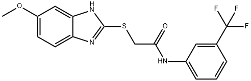 2-[(5-methoxy-1H-benzimidazol-2-yl)sulfanyl]-N-[3-(trifluoromethyl)phenyl]acetamide 结构式