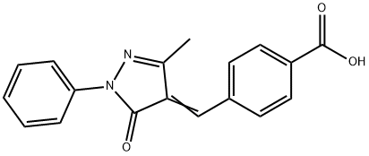 (E)-4-((3-methyl-5-oxo-1-phenyl-1H-pyrazol-4(5H)-ylidene)methyl)benzoic acid 结构式