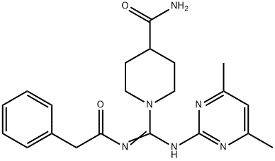 1-[N-(4,6-dimethylpyrimidin-2-yl)-N'-(phenylacetyl)carbamimidoyl]piperidine-4-carboxamide 结构式