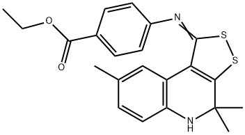 ethyl 4-{[(1Z)-4,4,8-trimethyl-4,5-dihydro-1H-[1,2]dithiolo[3,4-c]quinolin-1-ylidene]amino}benzoate 结构式