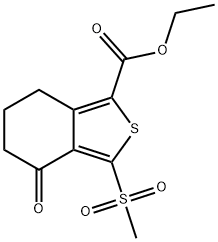 3-(甲基磺酰基)-4-氧代-4,5,6,7-四氢苯并[C]噻吩-1-羧酸乙酯 结构式