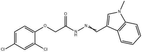 2-(2,4-dichlorophenoxy)-N'-[(E)-(1-methyl-1H-indol-3-yl)methylidene]acetohydrazide 结构式