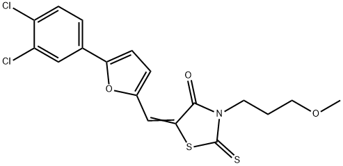 (5E)-5-{[5-(3,4-dichlorophenyl)furan-2-yl]methylidene}-3-(3-methoxypropyl)-2-thioxo-1,3-thiazolidin-4-one 结构式