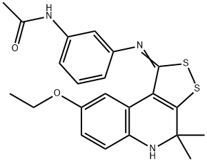 N-(3-{[(1Z)-8-ethoxy-4,4-dimethyl-4,5-dihydro-1H-[1,2]dithiolo[3,4-c]quinolin-1-ylidene]amino}phenyl)acetamide 结构式