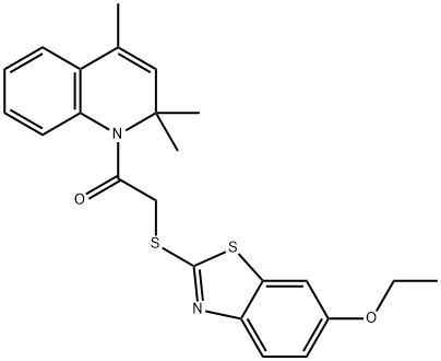 2-[(6-ethoxy-1,3-benzothiazol-2-yl)sulfanyl]-1-(2,2,4-trimethylquinolin-1(2H)-yl)ethanone 结构式