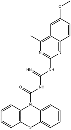 N-{(E)-amino[(6-methoxy-4-methylquinazolin-2-yl)amino]methylidene}-10H-phenothiazine-10-carboxamide 结构式