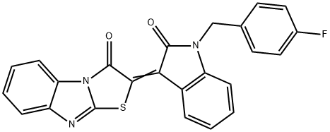 (2E)-2-[1-(4-fluorobenzyl)-2-oxo-1,2-dihydro-3H-indol-3-ylidene][1,3]thiazolo[3,2-a]benzimidazol-3(2H)-one 结构式