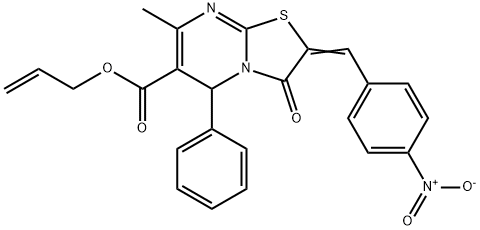 allyl 2-{4-nitrobenzylidene}-7-methyl-3-oxo-5-phenyl-2,3-dihydro-5H-[1,3]thiazolo[3,2-a]pyrimidine-6-carboxylate 结构式