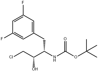 (1S,2S)-[3-氯-1-(3,5-二氟苄基-2-羟基-丙基]-氨基甲酸叔丁基酯 结构式