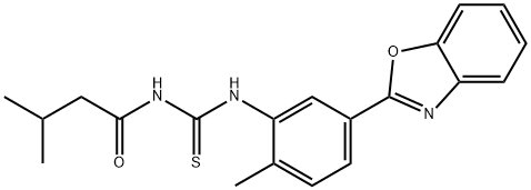 N-{[5-(1,3-benzoxazol-2-yl)-2-methylphenyl]carbamothioyl}-3-methylbutanamide 结构式