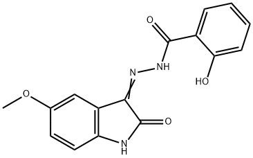 2-hydroxy-N'-(5-methoxy-2-oxo-1,2-dihydro-3H-indol-3-ylidene)benzohydrazide 结构式