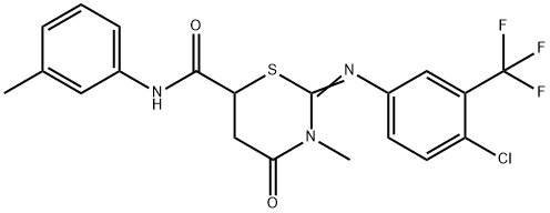 (2Z)-2-{[4-chloro-3-(trifluoromethyl)phenyl]imino}-3-methyl-N-(3-methylphenyl)-4-oxo-1,3-thiazinane-6-carboxamide 结构式