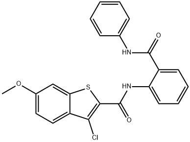 3-chloro-6-methoxy-N-[2-(phenylcarbamoyl)phenyl]-1-benzothiophene-2-carboxamide 结构式