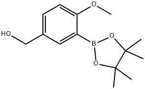 (4-METHOXY-3-(4,4,5,5-TETRAMETHYL-1,3,2-DIOXABOROLAN-2-YL)PHENYL)METHANOL 结构式