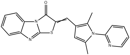 (2Z)-2-{[2,5-dimethyl-1-(pyridin-2-yl)-1H-pyrrol-3-yl]methylidene}[1,3]thiazolo[3,2-a]benzimidazol-3(2H)-one 结构式