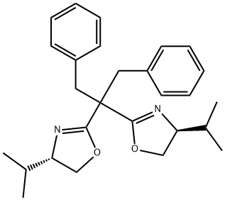 (4S,4'S)-2,2'-[2-苯基-1-(苯基甲基)亚乙基]双[4-异丙基-4,5-二氢恶唑] 结构式