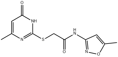 2-[(4-hydroxy-6-methylpyrimidin-2-yl)sulfanyl]-N-(5-methyl-1,2-oxazol-3-yl)acetamide 结构式