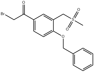 1-(4-(苄氧基)-3-((甲磺酰)甲基)苯基)-2-溴乙酮 结构式