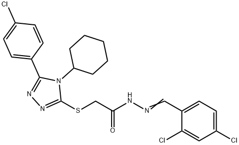 2-{[5-(4-chlorophenyl)-4-cyclohexyl-4H-1,2,4-triazol-3-yl]sulfanyl}-N'-[(E)-(2,4-dichlorophenyl)methylidene]acetohydrazide 结构式