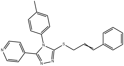 4-[4-(4-methylphenyl)-5-{[(2E)-3-phenylprop-2-en-1-yl]sulfanyl}-4H-1,2,4-triazol-3-yl]pyridine 结构式