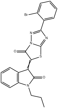 (3Z)-3-[2-(2-bromophenyl)-6-oxo[1,3]thiazolo[3,2-b][1,2,4]triazol-5(6H)-ylidene]-1-propyl-1,3-dihydro-2H-indol-2-one 结构式