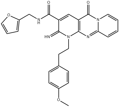 N-(furan-2-ylmethyl)-2-imino-1-[2-(4-methoxyphenyl)ethyl]-5-oxo-1,5-dihydro-2H-dipyrido[1,2-a:2',3'-d]pyrimidine-3-carboxamide 结构式