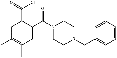 6-(4-benzylpiperazine-1-carbonyl)-3,4-dimethylcyclohex-3-enecarboxylic acid 结构式