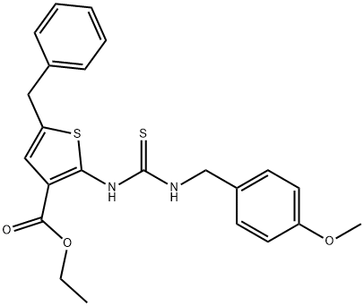 ethyl 5-benzyl-2-(3-(4-methoxybenzyl)thioureido)thiophene-3-carboxylate 结构式