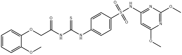 N-({4-[(2,6-dimethoxypyrimidin-4-yl)sulfamoyl]phenyl}carbamothioyl)-2-(2-methoxyphenoxy)acetamide 结构式