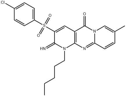 3-[(4-chlorophenyl)sulfonyl]-2-imino-8-methyl-1-pentyl-1,2-dihydro-5H-dipyrido[1,2-a:2,3-d]pyrimidin-5-one 结构式