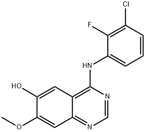4-(3-氯-2-氟苯胺)-6-羟基-7-甲氧基喹唑啉 结构式