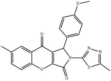 1-(4-methoxyphenyl)-7-methyl-2-(5-methyl-1,3,4-thiadiazol-2-yl)-1,2-dihydrochromeno[2,3-c]pyrrole-3,9-dione 结构式