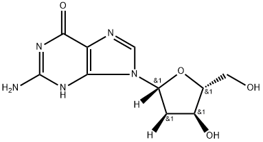 2-Amino-9-((2R,4S,5R)-4-hydroxy-5-(hydroxymethyl)tetrahydrofuran-2-yl)-1H-purin-6(9H)-one 结构式