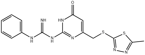 1-(6-{[(5-methyl-1,3,4-thiadiazol-2-yl)sulfanyl]methyl}-4-oxo-1,4-dihydropyrimidin-2-yl)-3-phenylguanidine 结构式