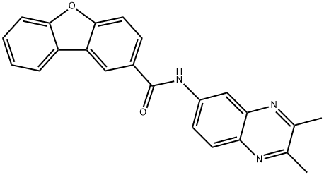 N-(2,3-dimethylquinoxalin-6-yl)dibenzo[b,d]furan-2-carboxamide 结构式