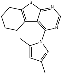 4-(3,5-dimethyl-1H-pyrazol-1-yl)-5,6,7,8-tetrahydro[1]benzothieno[2,3-d]pyrimidine 结构式