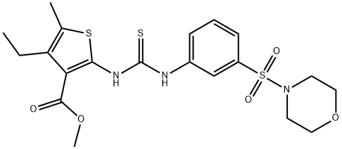 methyl 4-ethyl-5-methyl-2-(3-(3-(morpholinosulfonyl)phenyl)thioureido)thiophene-3-carboxylate 结构式