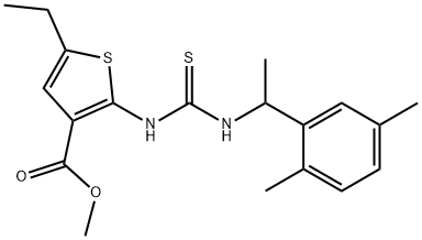 methyl 2-(3-(1-(2,5-dimethylphenyl)ethyl)thioureido)-5-ethylthiophene-3-carboxylate 结构式