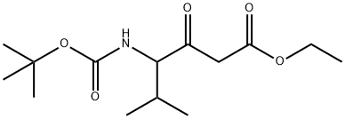 乙基 4-((叔-丁氧羰基)氨基)-5-甲基-3-氧亚基己酯 结构式