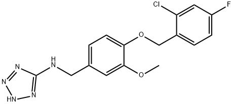 N-{4-[(2-chloro-4-fluorobenzyl)oxy]-3-methoxybenzyl}-1H-tetrazol-5-amine 结构式