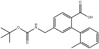 5-(((叔-丁氧羰基)氨基)甲基)-2-甲基-[1,1-二联苯]-2-羧酸 结构式